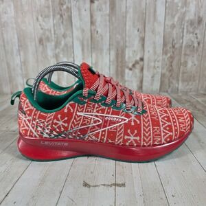 Brooks Levitate 5 Women's Running Shoes Red Green Snowflake Size‎ 8.5